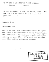 The Mystery of Unidentified Flying Objects: A Prelude 1896—1949