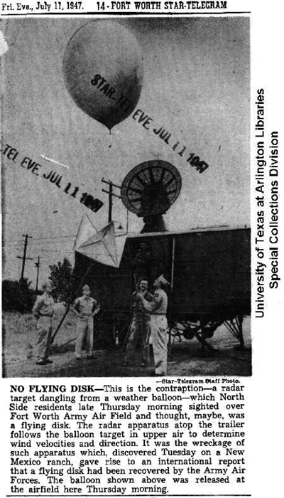 News clipping of balloon demos at Roswell