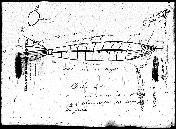 Drawing by pilot Clarence Chiles