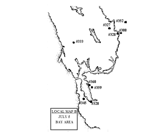 Map/insets map of distribution of 678 sighting reports from July 3-July 30, 1947