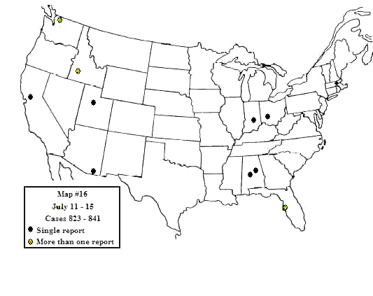 Map/insets map of distribution of 678 sighting reports from July 3-July 30, 1947