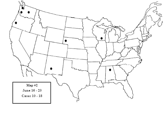 Map showing the distribution of 175 sighting reports from June 1-July 2, 1947