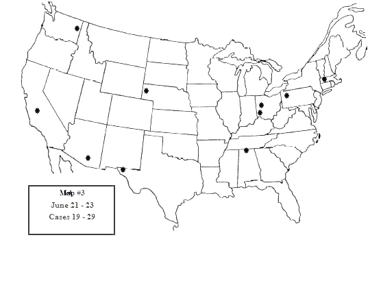 Map showing the distribution of 175 sighting reports from June 1-July 2, 1947