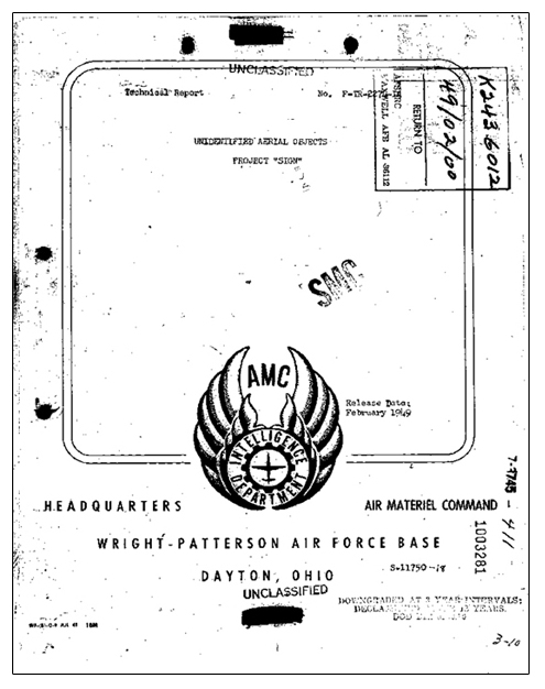 Unidentified Aerial Objects Project “Sign” Document Cover